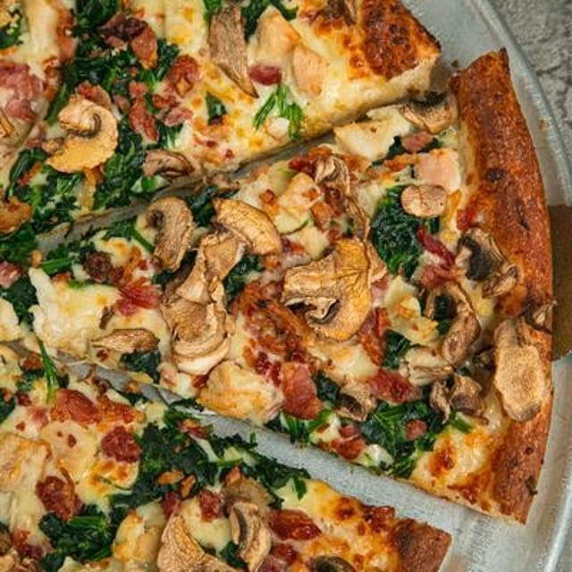 Chicken Alfredo Pizza.